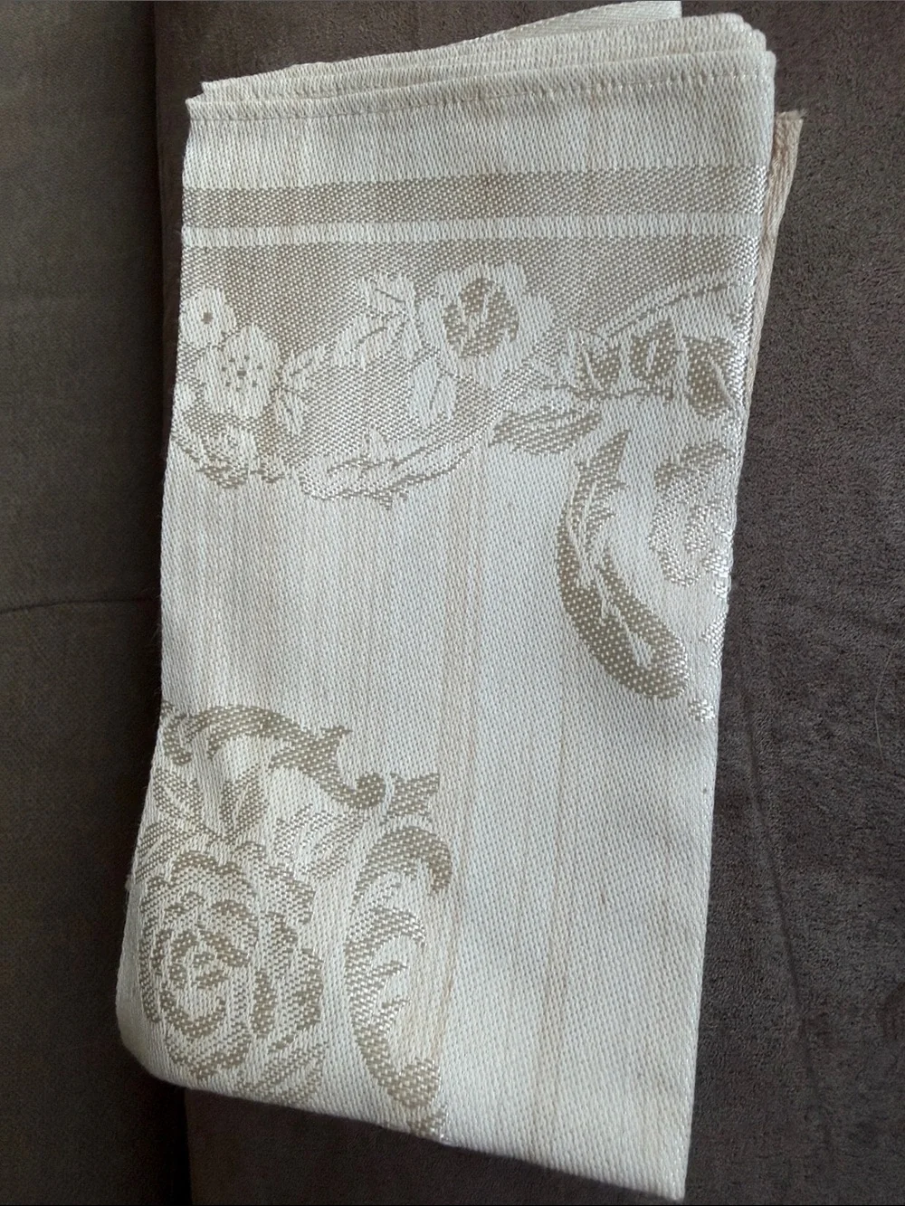 Vintage Cream Damask Floral Rose Napkins Set of 6